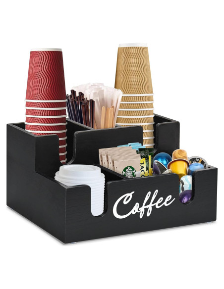 Dispensador de tapas de vasos Sollasi de madera 6 compartimentos