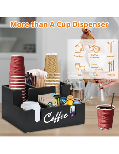 Dispensador de tapas de vasos Sollasi de madera 6 compartimentos