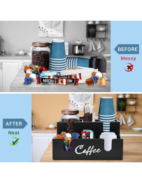 Dispensador de tapas de vasos Sollasi de madera 6 compartimentos