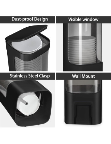 Dispensador de Vasos Desechables EOFJRUC Negro 3oz-5oz