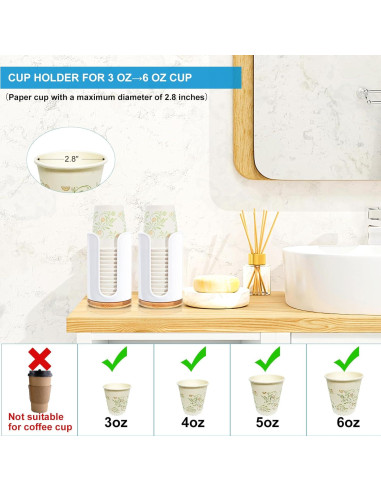 Dispensador de Tazas de Baño Us Beipin - 2 Piezas Blanco