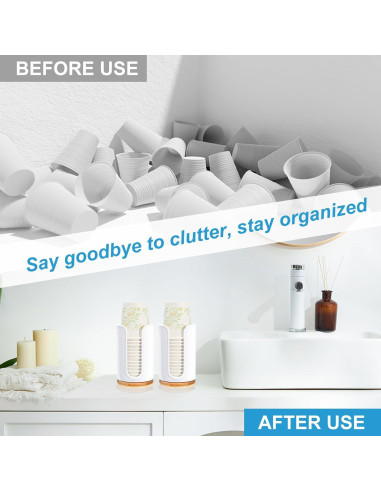 Dispensador de Tazas de Baño Us Beipin - 2 Piezas Blanco