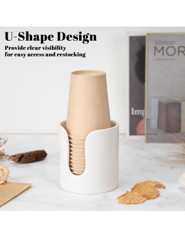 Dispensador de Tazas Cerámica UHEY HOME Blanco Juego de 2