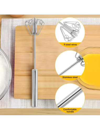 Batidor de Acero Inoxidable EMVANV Semiautomático 29.5cm