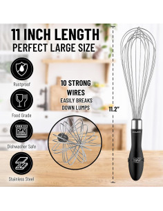 Batidor de Globo Acero Inoxidable Zulay Kitchen 28,7 cm Negro 2