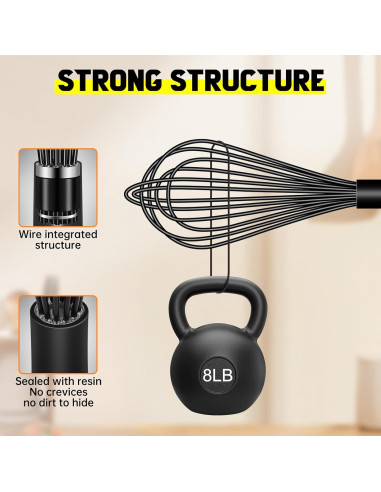 Juego de 4 batidores de silicona HOTEC, 30-12 cm, negro