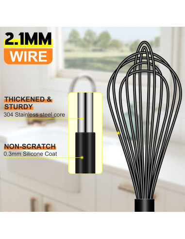 Juego de 4 batidores de silicona HOTEC, 30-12 cm, negro