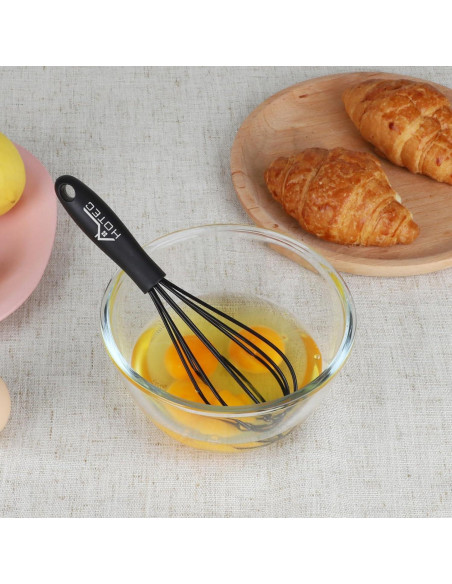 Juego de 4 batidores de silicona HOTEC, 30-12 cm, negro