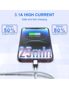 Cargador Rápido Apple MFi 6 Cables USB Lightning 0.91-3.05 m 2