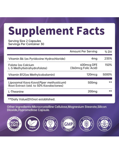 Suplemento Kava Kava Lukaree 60 Cápsulas Liposomales 200mg