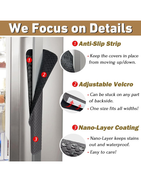 Cubiertas de Manijas de Refrigerador Luludamier 5 PCS Negro