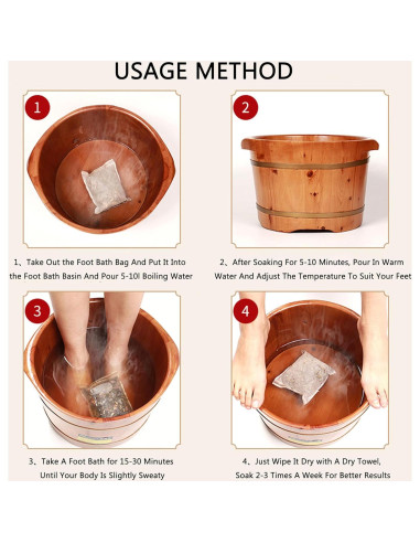 30 Paquetes Baño de Pies Detox SKVSKV 900g Jengibre y Hierbas