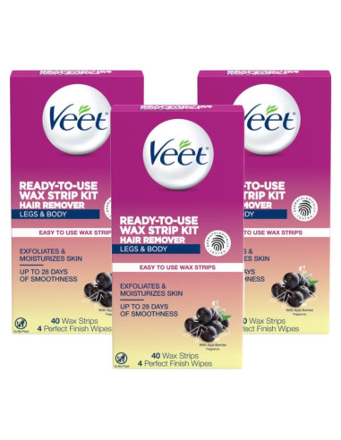 Ceras Frías Veet para Piernas y Cuerpo 40 unidades