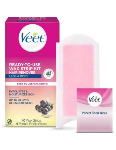 Ceras Frías Veet para Piernas y Cuerpo 40 unidades