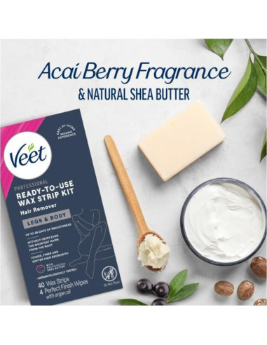 Kit de Depilación Veet - Tiras de Cera Fría 40 Unidades