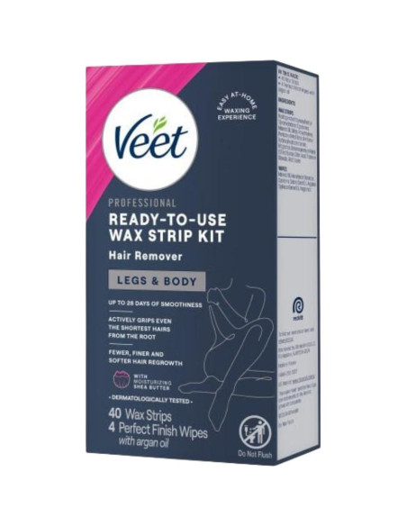 Kit de Depilación Veet - Tiras de Cera Fría 40 Unidades