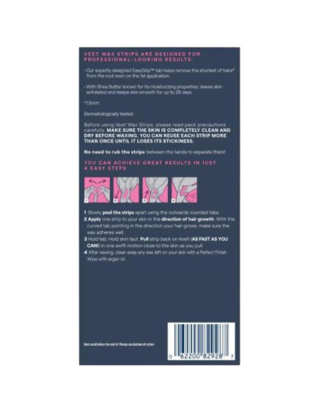 Kit de Depilación Veet - Tiras de Cera Fría 40 Unidades