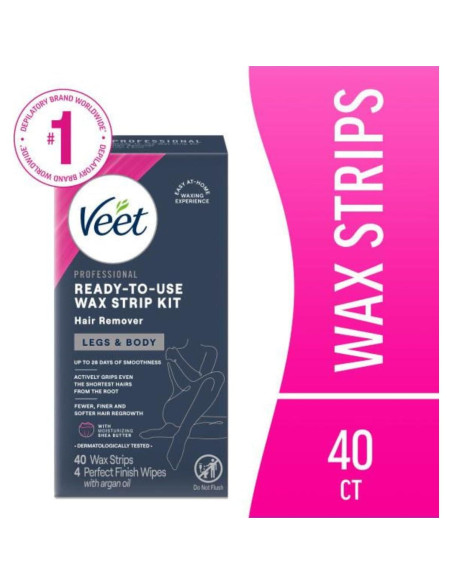 Kit de Depilación Veet - Tiras de Cera Fría 40 Unidades