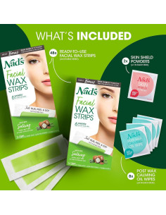 Cintas de Cera Facial Nad's Hipoalergénicas 48 Unidades 2