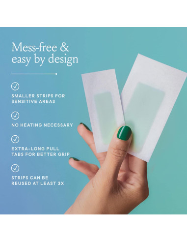 Kit de Cera Billie para Cara y Bikini - 32 Tiras + Toallitas