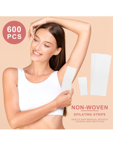 Tiras de Cera No Tejidas EWVVSS 600 Piezas para Depilación