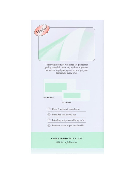 Kit de Cera Billie para Cara y Bikini - 32 Tiras + Toallitas