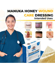 Vendas de gasa Hilom con miel de Manuka 5 unidades 5x5 cm 2