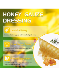 Venda de Gasa de Miel de Manuka Dermacare 10x10 cm 6 Piezas 2