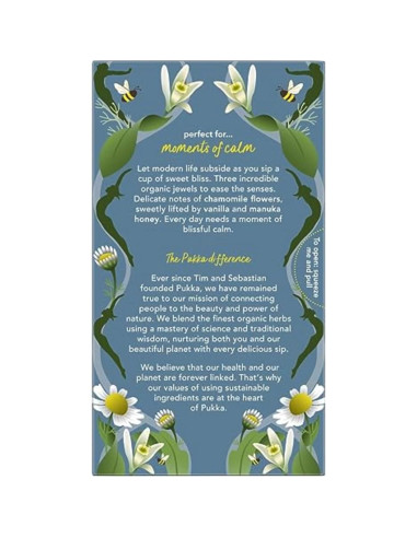 Té de Hierbas Orgánico Pukka Manzanilla Vainilla Miel 80 Bolsitas