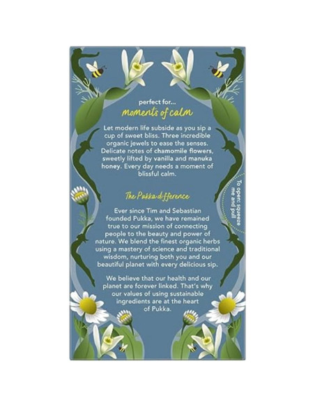 Té de Hierbas Orgánico Pukka Manzanilla Vainilla Miel 80 Bolsitas