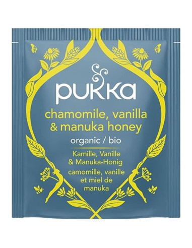 Té de Hierbas Orgánico Pukka Manzanilla Vainilla Miel 80 Bolsitas