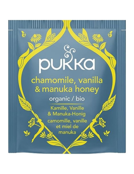 Té de Hierbas Orgánico Pukka Manzanilla Vainilla Miel 80 Bolsitas
