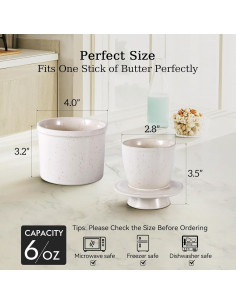Crock de Mantequilla ALIKITCN Cerámica Blanca 170g 2