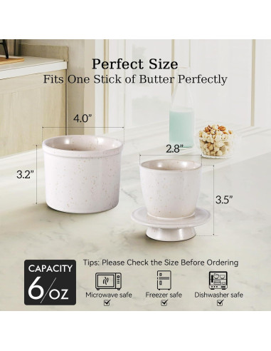 Crock de Mantequilla ALIKITCN Cerámica Blanca 170g