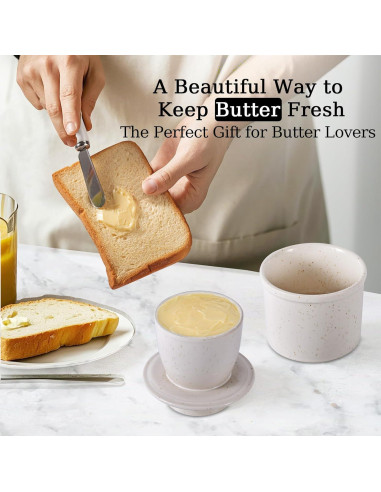 Crock de Mantequilla ALIKITCN Cerámica Blanca 170g