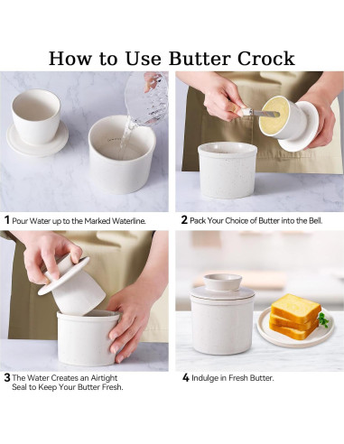 Crock de Mantequilla ALIKITCN Cerámica Blanca 170g