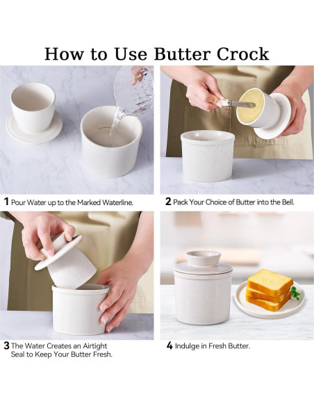 Crock de Mantequilla ALIKITCN Cerámica Blanca 170g