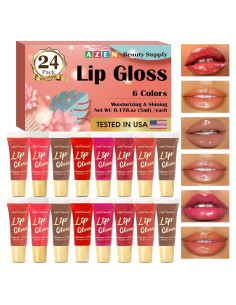 Set de 24 Brillos Labiales AZEN Hidratantes con Vitamina E