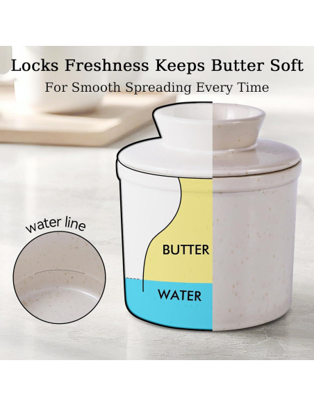 Crock de Mantequilla ALIKITCN Cerámica Blanca 170g