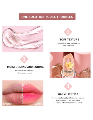 Set 6 Pintalabios Gel Floral Cambia Color Hidratante BestLand