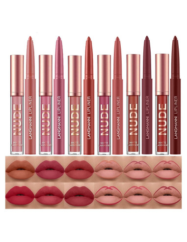 Set de 6 Pintalabios Mate LANGMANNI con Lápices de Labios