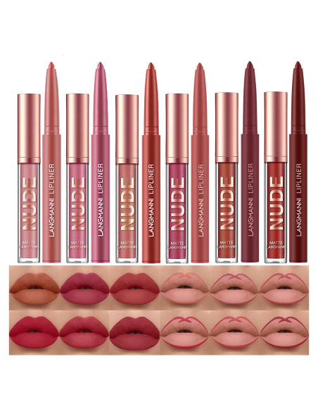 Set de 6 Pintalabios Mate LANGMANNI con Lápices de Labios