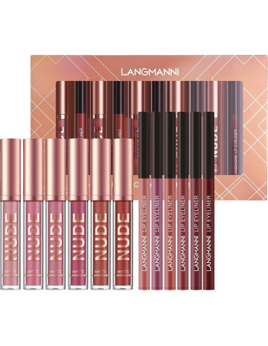 Set de 6 Pintalabios Mate LANGMANNI con Lápices de Labios