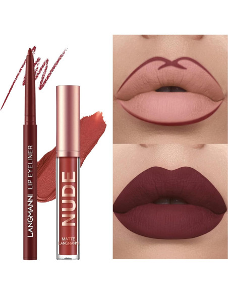 Set de 6 Pintalabios Mate LANGMANNI con Lápices de Labios