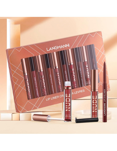 Set de 6 Pintalabios Mate LANGMANNI con Lápices de Labios