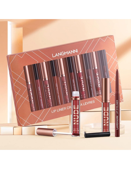 Set de 6 Pintalabios Mate LANGMANNI con Lápices de Labios