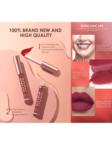 Set de 6 Pintalabios Mate LANGMANNI con Lápices de Labios