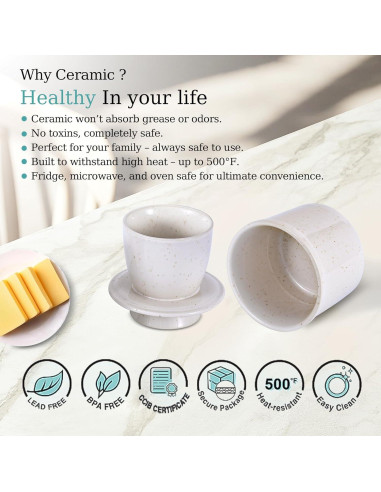 Crock de Mantequilla ALIKITCN Cerámica Blanca 170g