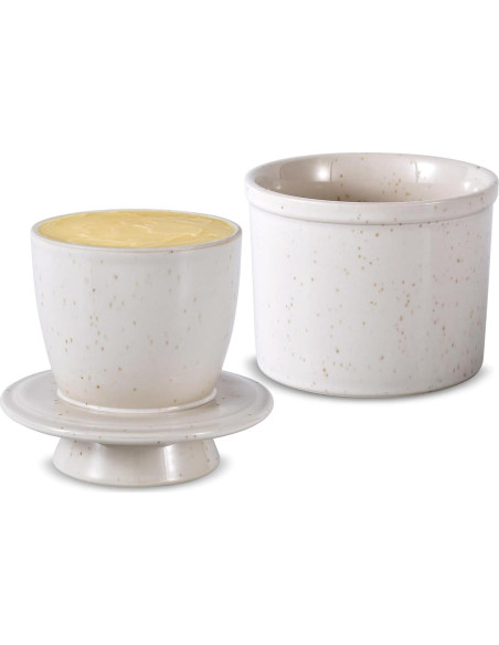 Crock de Mantequilla ALIKITCN Cerámica Blanca 170g