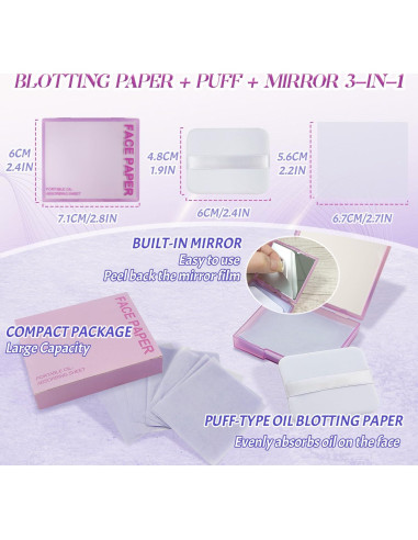 BOROLA Set de Hojas Absorbentes de Aceite 100 Hojas Púrpura